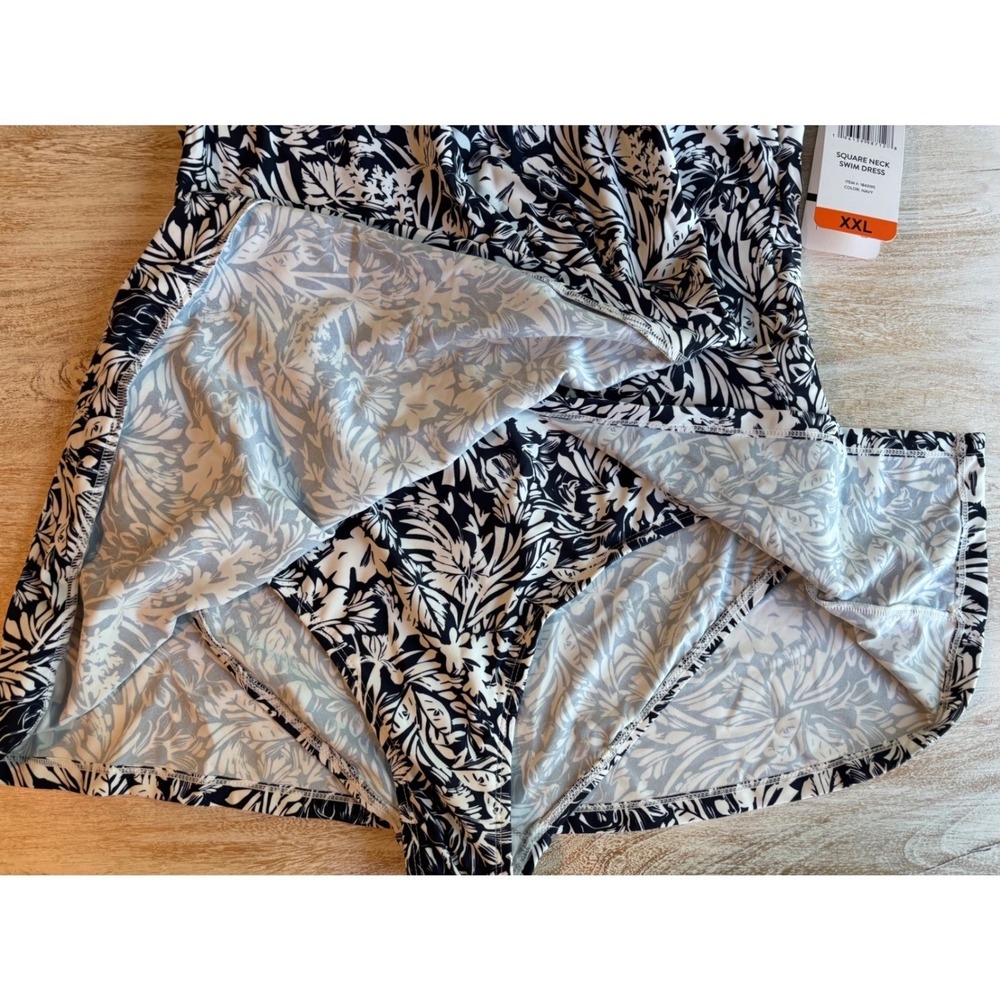 NWT Beyond Control Swim Dress Women XXL Navy New Floral Tummy Control - Picture 7 of 9